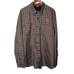 Harley Davidson Shirt Size XL Plaid Long Sleeve Button Up Pockets Performance